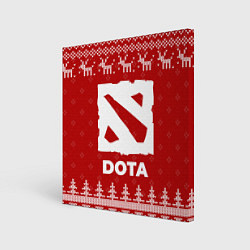 Холст квадратный Новогодний Dota с оленями, цвет: 3D-принт