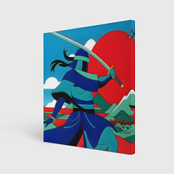 Холст квадратный Яркий самурай, цвет: 3D-принт