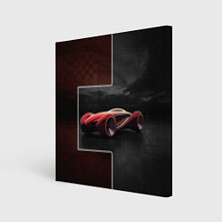 Холст квадратный Футуристичный красный спорткар, цвет: 3D-принт