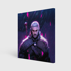 Холст квадратный Geralt - neon rain, цвет: 3D-принт