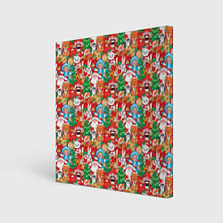 Холст квадратный Новогодние игрушки, цвет: 3D-принт