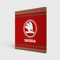 Холст квадратный Skoda new year, цвет: 3D-принт