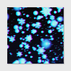 Холст квадратный Неоновые снежинки глитч, цвет: 3D-принт — фото 2