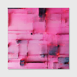 Холст квадратный Чёрные пятна на розовом фоне абстракция, цвет: 3D-принт — фото 2