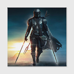 Холст квадратный Мандалорец с Грогу идут в бой, цвет: 3D-принт — фото 2