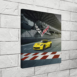 Холст квадратный Шевроле корвет - гоночная команда, цвет: 3D-принт — фото 2