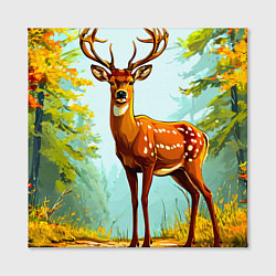 Холст квадратный Олень в осеннем лесу, цвет: 3D-принт — фото 2
