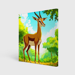 Холст квадратный Газель в лесу, цвет: 3D-принт