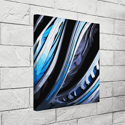 Холст квадратный Волнистая чёрно-синяя абстракция, цвет: 3D-принт — фото 2