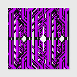 Холст квадратный Чёрно-фиолетовые техно полосы на белом фоне, цвет: 3D-принт — фото 2