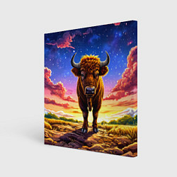 Холст квадратный Буйвол в звездной ночи, цвет: 3D-принт