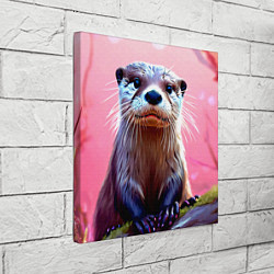 Холст квадратный Выдра в розовом цвете, цвет: 3D-принт — фото 2
