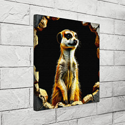 Холст квадратный Сурикат на черном, цвет: 3D-принт — фото 2