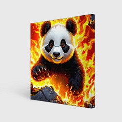 Холст квадратный Панда в огне, цвет: 3D-принт
