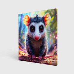 Холст квадратный Опоссум в лесу, цвет: 3D-принт
