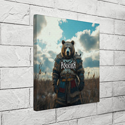 Холст квадратный Россия - медведь в поле, цвет: 3D-принт — фото 2