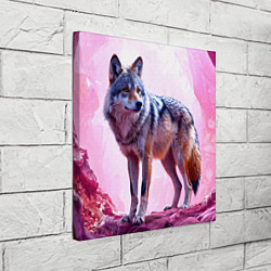 Холст квадратный Волк в розовом, цвет: 3D-принт — фото 2