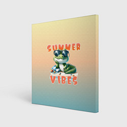 Холст квадратный Крокодил на пляже, цвет: 3D-принт