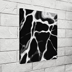 Холст квадратный Белые абстрактные полосы на чёрном фоне, цвет: 3D-принт — фото 2