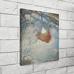 Холст квадратный Искрящийся мандарин на снегу, цвет: 3D-принт — фото 2