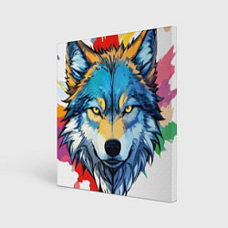 Холст квадратный Волк яркий арт, цвет: 3D-принт