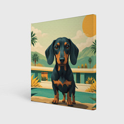 Холст квадратный Такса и лето, цвет: 3D-принт