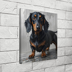 Холст квадратный Такса на сером фоне, цвет: 3D-принт — фото 2