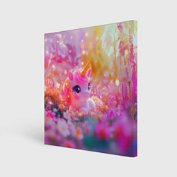 Холст квадратный Маленькая милая единорожка, цвет: 3D-принт