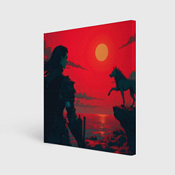 Холст квадратный Человек и волк, цвет: 3D-принт