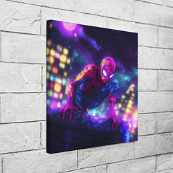 Холст квадратный Человек-паук неоновый свет, цвет: 3D-принт — фото 2
