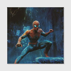 Холст квадратный Человек - паук в ночном городе, цвет: 3D-принт — фото 2
