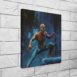 Холст квадратный Человек - паук в ночном городе, цвет: 3D-принт — фото 2
