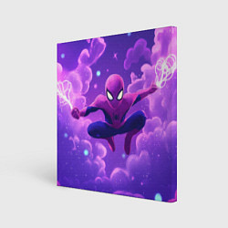 Холст квадратный Человек-паук на фоне облаков, цвет: 3D-принт