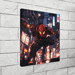 Холст квадратный Человек паук в черном, цвет: 3D-принт — фото 2
