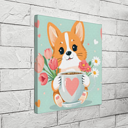 Холст квадратный Корги с поздравлениями - 8 марта, цвет: 3D-принт — фото 2