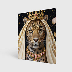 Холст квадратный Леопард с короной, цвет: 3D-принт