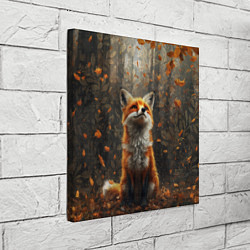 Холст квадратный Довольный лис в лесной чаще, цвет: 3D-принт — фото 2