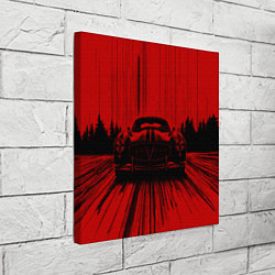 Холст квадратный Спорткар на красном фоне, цвет: 3D-принт — фото 2