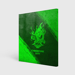 Холст квадратный Cyberpunk 2077 - green gradient, цвет: 3D-принт