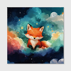 Холст квадратный Лисенок на облаках, цвет: 3D-принт — фото 2