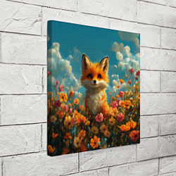Холст квадратный Лисица в цветочном поле, цвет: 3D-принт — фото 2