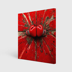 Холст квадратный Кикбоксеркие перчатки в красном, цвет: 3D-принт