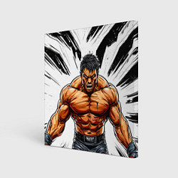 Холст квадратный Мощный реслер, цвет: 3D-принт