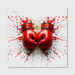 Холст квадратный Красные бойцовские перчатки на белом, цвет: 3D-принт — фото 2