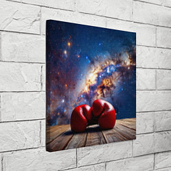Холст квадратный Боксерские перчатки в космосе, цвет: 3D-принт — фото 2