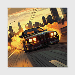 Холст квадратный БМВ на фоне заката, цвет: 3D-принт — фото 2