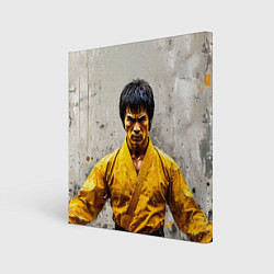 Холст квадратный Брюс Ли на сером, цвет: 3D-принт