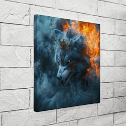 Холст квадратный Волк в короне в огне, цвет: 3D-принт — фото 2