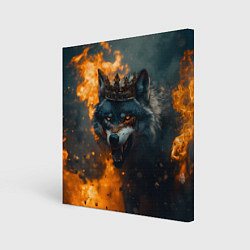 Холст квадратный Злой волк в огне, цвет: 3D-принт