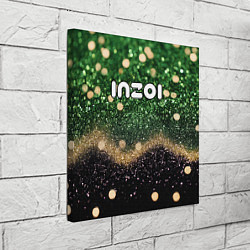 Холст квадратный Inzoi лого на черно-зеленом фоне, цвет: 3D-принт — фото 2